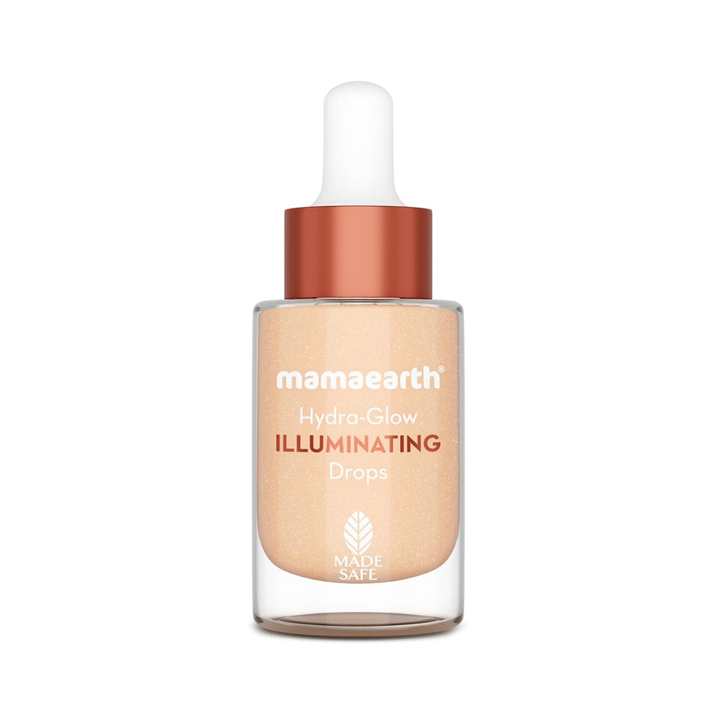 Mamaearth Hydra-Glow Illuminating Drops With Vitamin C & Hyaluronic Acid - 15Ml | All Skin Type Multi-Purpose Primer Drops |Light Moisturizes Skin | Gives Non-Greasy Dewy Finish