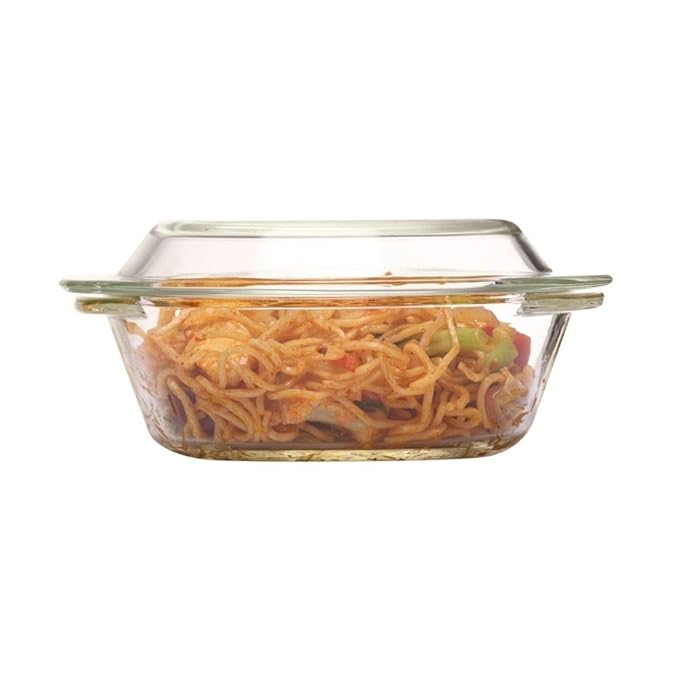 Femora Borosilicate Serving Bowl | Glass Casserole Set, Glass Bowl With Lid, Freezer Safe, Microwave Safe Bowl Set | 1000 Ml