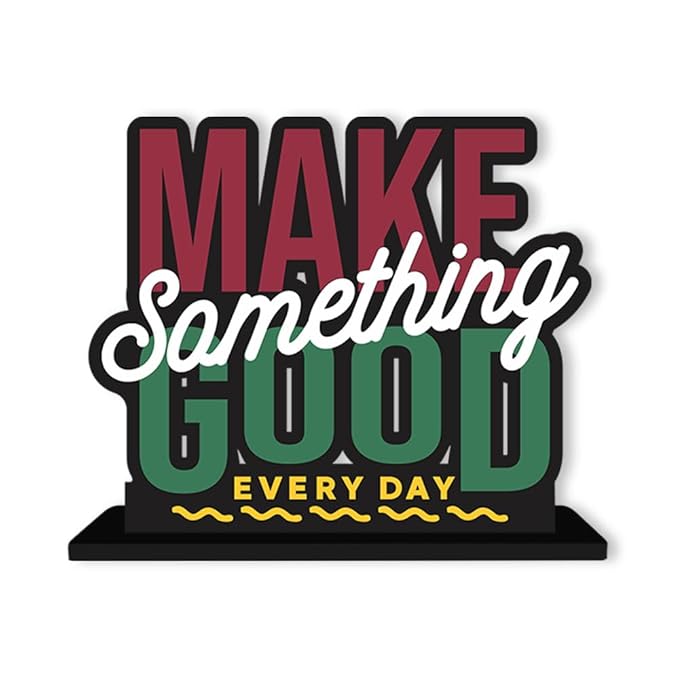 Artvibes Wooden Idols and Figurine Make Something Good Every Day Positive Quotes Table Decoration for Office Desk