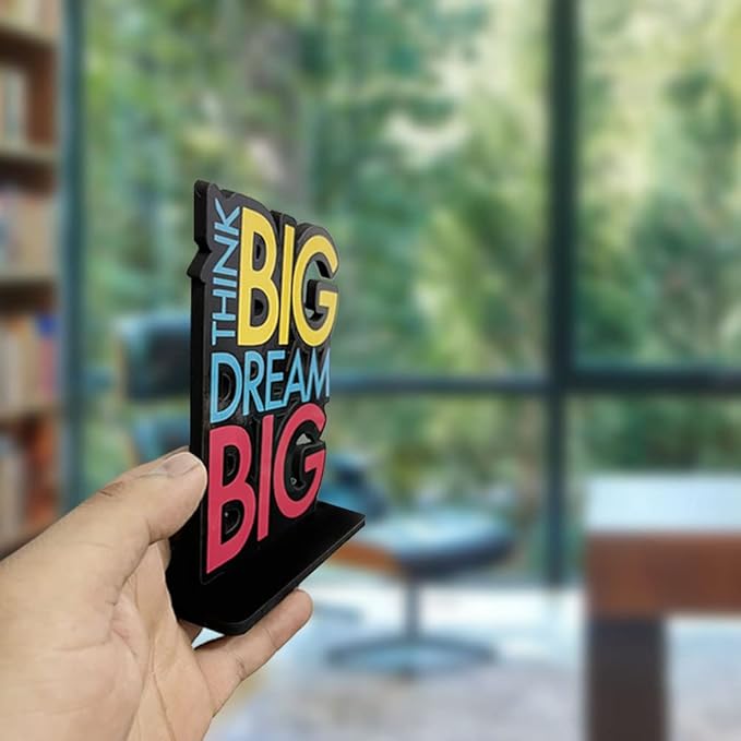 Art Vibes Wooden Idols & Figurine Think Big Dream Motivational Quote Table Decor for Office Desk | Home Decoration Item