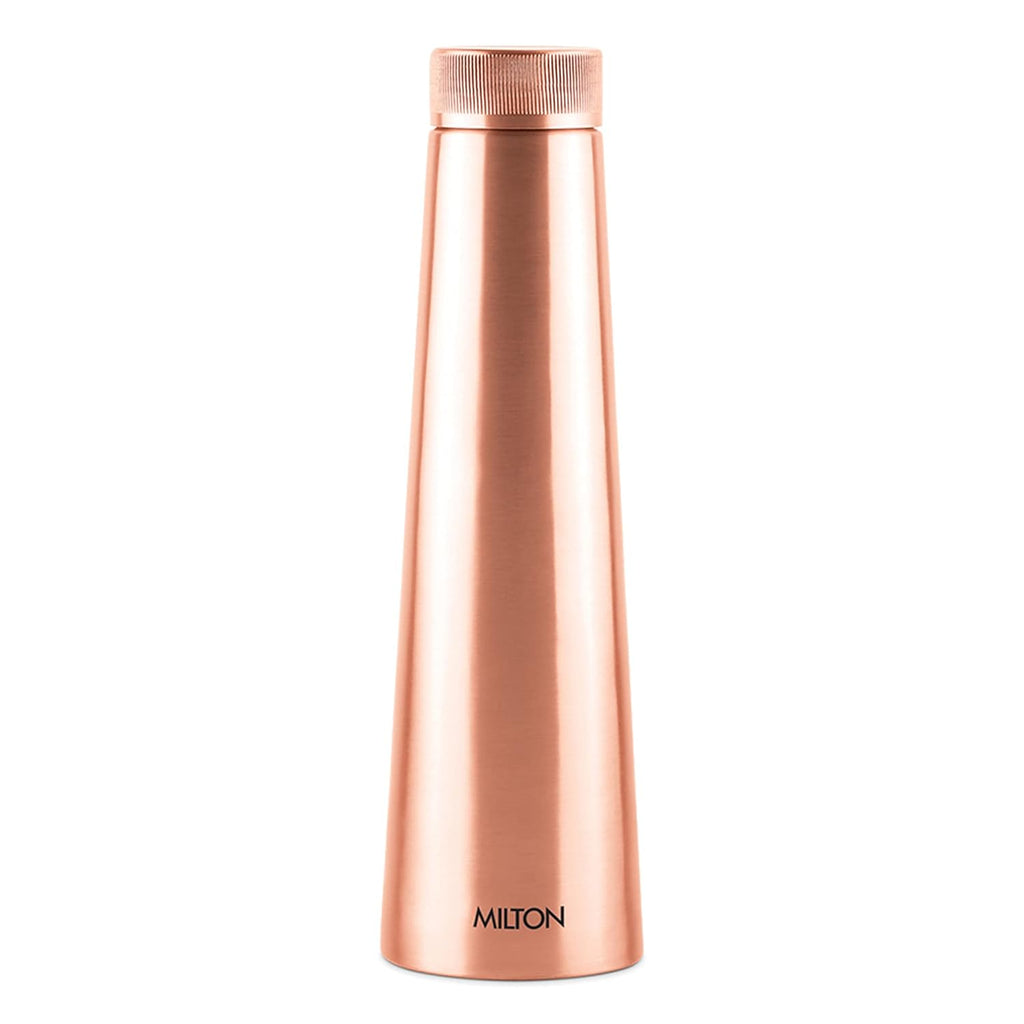 MILTON Copper Delight 1000 Bottle, Lacquer Coating, Curved bottle,100% Pure Copper, BPA Free, Leak Proof, Office Bottle, Boosts Immunity, Supports Digestive & Liver Health, Ayurveda Inspired