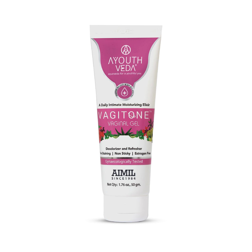 Ayouthveda Vagitone Vaginal Gel for Women | Dual-Action Anti-Infective & Toning Gel | Controls Infections Secretions | Estrogen-Free, Gynaecologically Tested | With Sphatika, Amla & Maju Phal | 50g (Pack of 1)