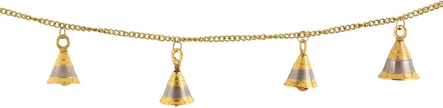 Uapan Brass Door Hanging Bell with Brass Chain for Bandarwal Temple Decoration 3.5 Feet Long Chain