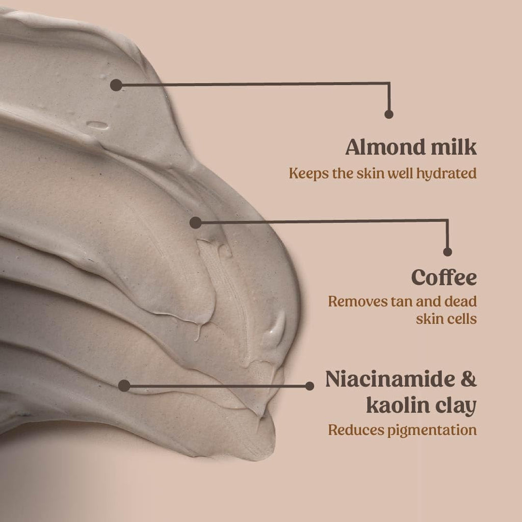 Vilvah Cookie N Cream Body Mask | Tan Removal & Brightening Body Pack | Reduces Pigmentation, Dark Patches & Body Acne | With Almond Milk, Coffee, Niacinamide & Kaolin Clay | 200ml