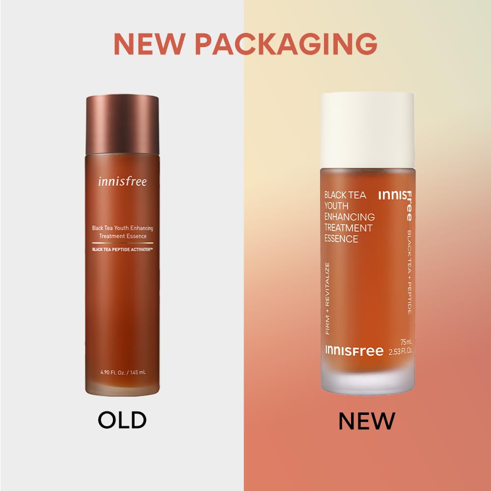 Innisfree Black Tea Treatment Essence - 75ml for Anti-Wrinkle Effect - Evens Out Skin Tone, Korean Skincare