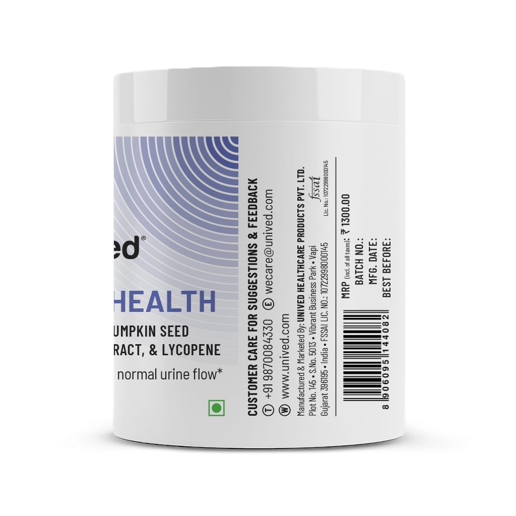 Unived Prostate Health with Beta-sitosterol, & Pumpkin Seed Extract | Helps Reduce Night time Bathroom Trips, Supports Better Bladder Emptying & Healthy Prostate Function | 60 Vegan Capsules