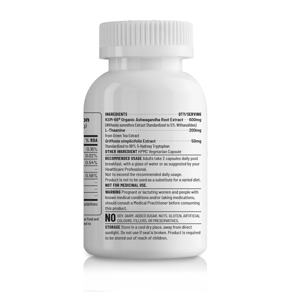 Unived Calm | Plant-Based Stress Management & Anxiety Relief | Promotes a Natural Calm Mood | KSM-66 Ashwagandha, L-Theanine, and 5-HTP | 60 Vegan Caps