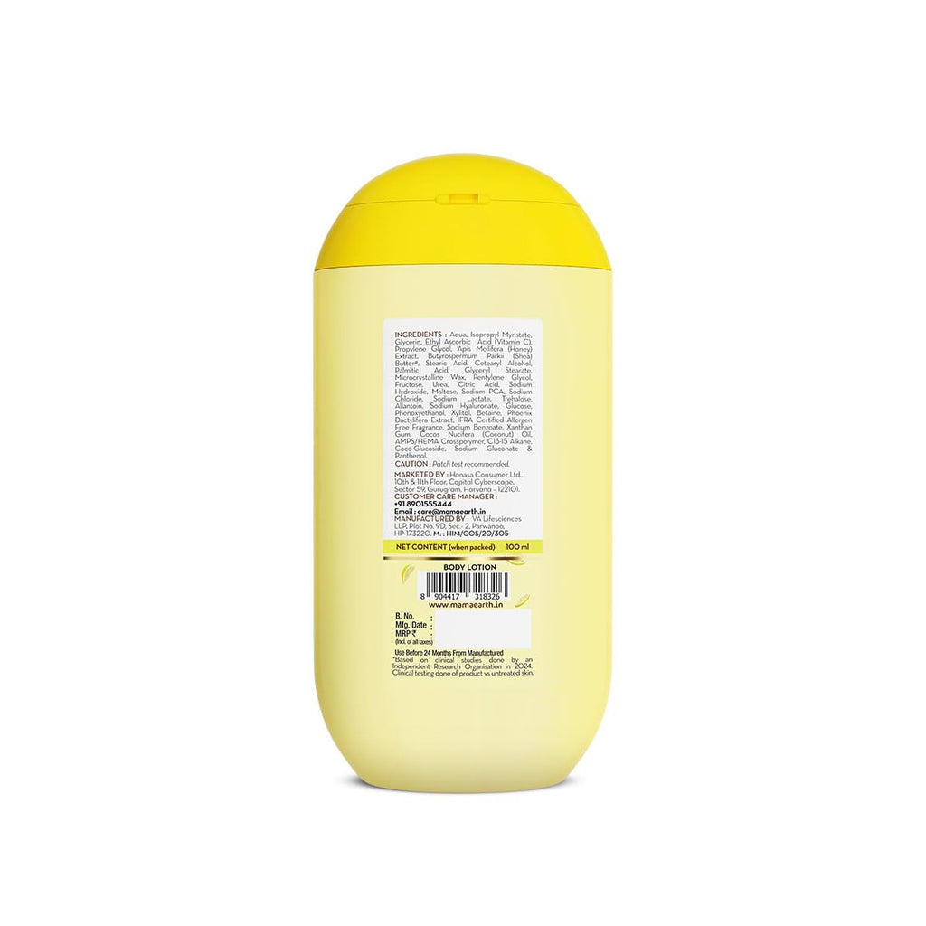 Mamaearth Vitamin C Daily Glow Body Lotion For Skin Brightening with Vitamin C & Honey - 100ml |Nourishes Dry Skin | 48 H Moisturization | 100% Natural Butter | Non-Greasy Smooth Skin | All Skin Types