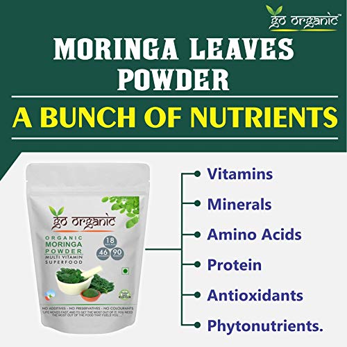 Go Organic Pure Moringa Leaf Powder 300g | Organic Moringa Oleifera Superfood for Immunity & Energy Boost | Natural Leaf Powder