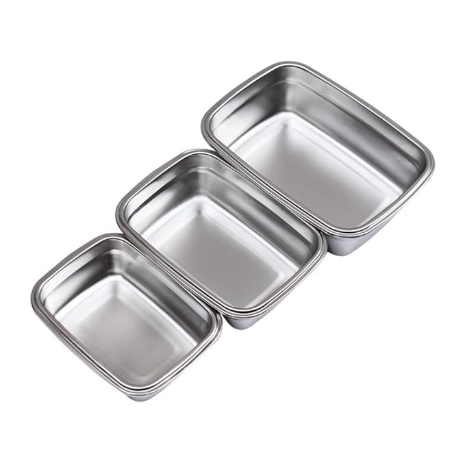 Femora Lunch Box High Steel Rectangle Heavy Duty Airtight Leakproof Unbreakable Storage Container With Lock Lid | 2800 Ml | Set of 3