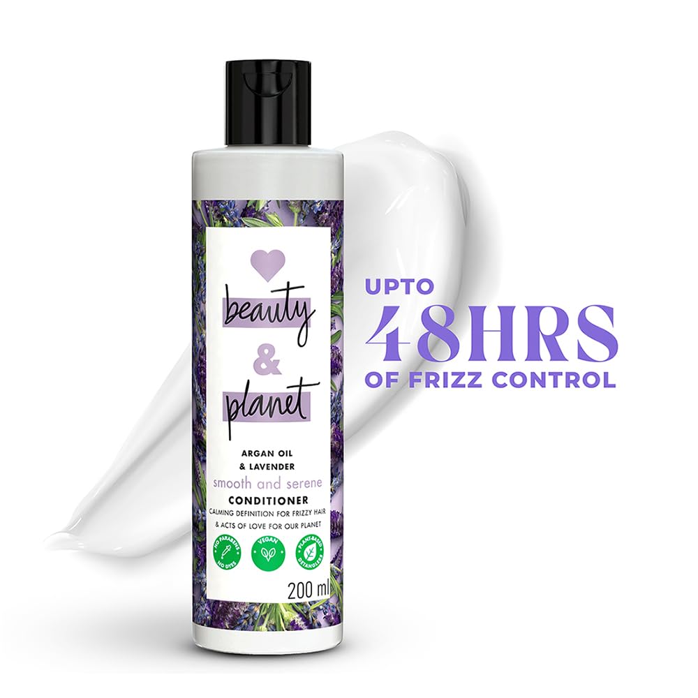 Love Beauty & Planet Argan Oil and Lavender Natural Conditioner for Dry & Frizzy hair|No Sulfates,No Paraben|200ml