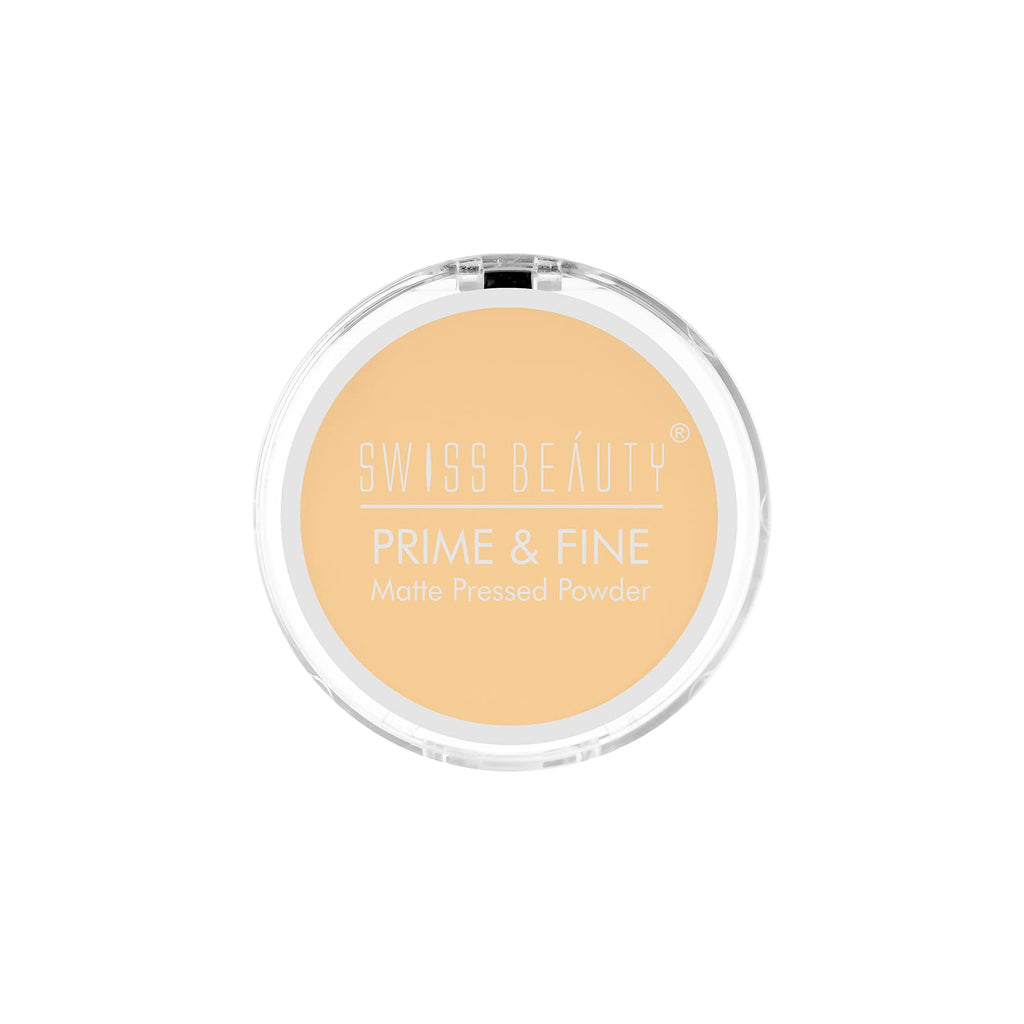 SWISS BEAUTY Prime & Fine Matte Pressed Powder, Natural-Beige, 10 g