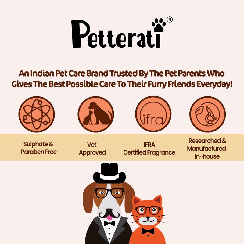 Petterati Tick & Flea Dog Shampoo (400ml) Removes Ticks, Soothes & Conditions - Sulphate & Paraben Free - for Golden Retriever, Labrador, Shih Tzu, German Shepherd
