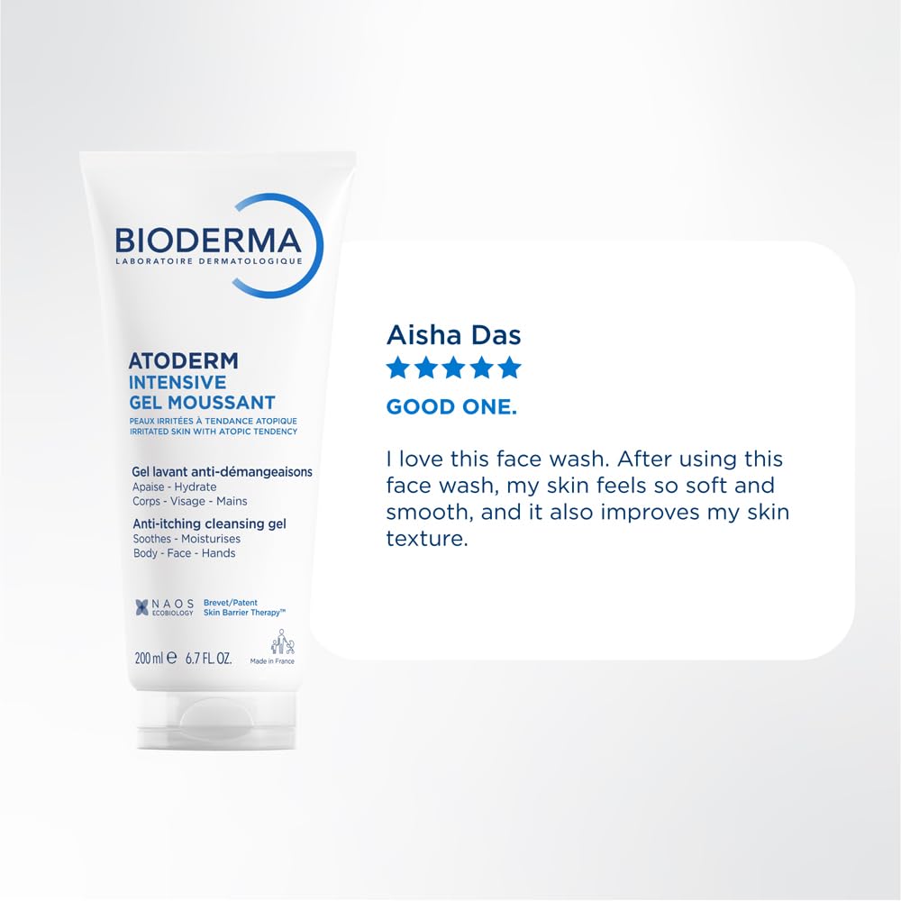 Bioderma Ultra-Soothing Foaming Gel Atoderm Intensive Gel Moussant | Anti-Itching Cleanser With Niacinamide, 200ml