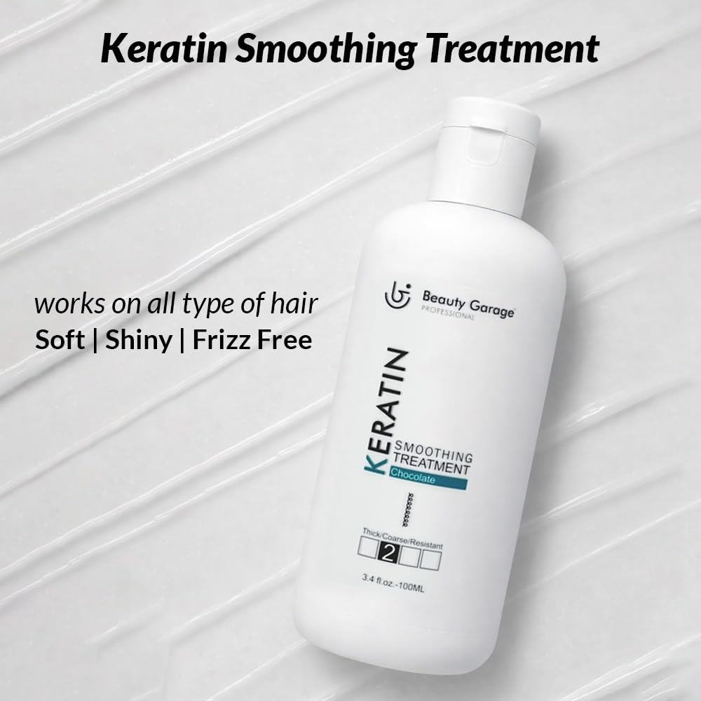 Beauty Garage Professional Hair Straightening, Smoothing Keratin Treatment For Silky, Smooth Natural Hair - Chocolate Formula From Gk (100 ML)