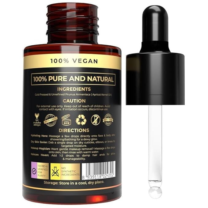 The Organic Forest Organic Apricot Kernel Oil - Cold-Pressed - 30 ml