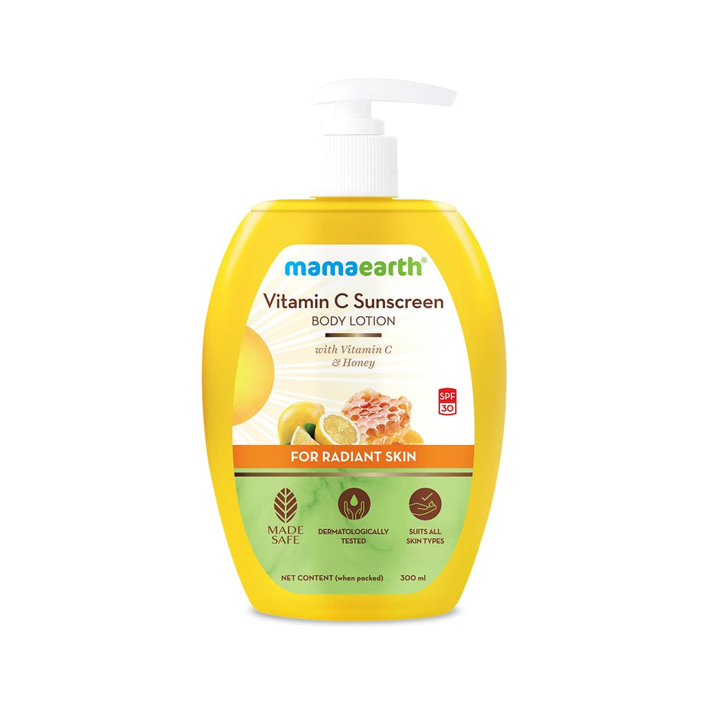 Mamaearth Vitamin C Sunscreen Body Lotion For All Skin Type SPF 30 With Vitamin C & Honey For Radiant Skin -300 Ml