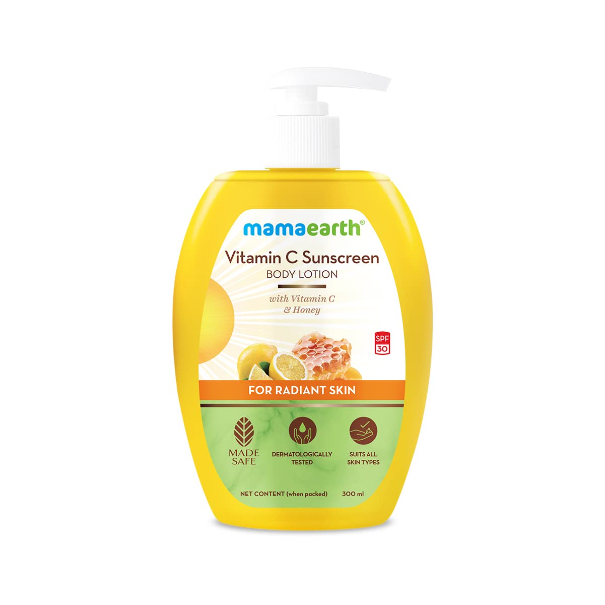 Mamaearth Vitamin C Sunscreen Body Lotion For All Skin Type SPF 30 With Vitamin C & Honey For Radiant Skin -300 Ml