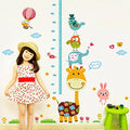 Decals Design Height Chart Giraffe with Friends and Patterns Wall Sticker ,Multicolour