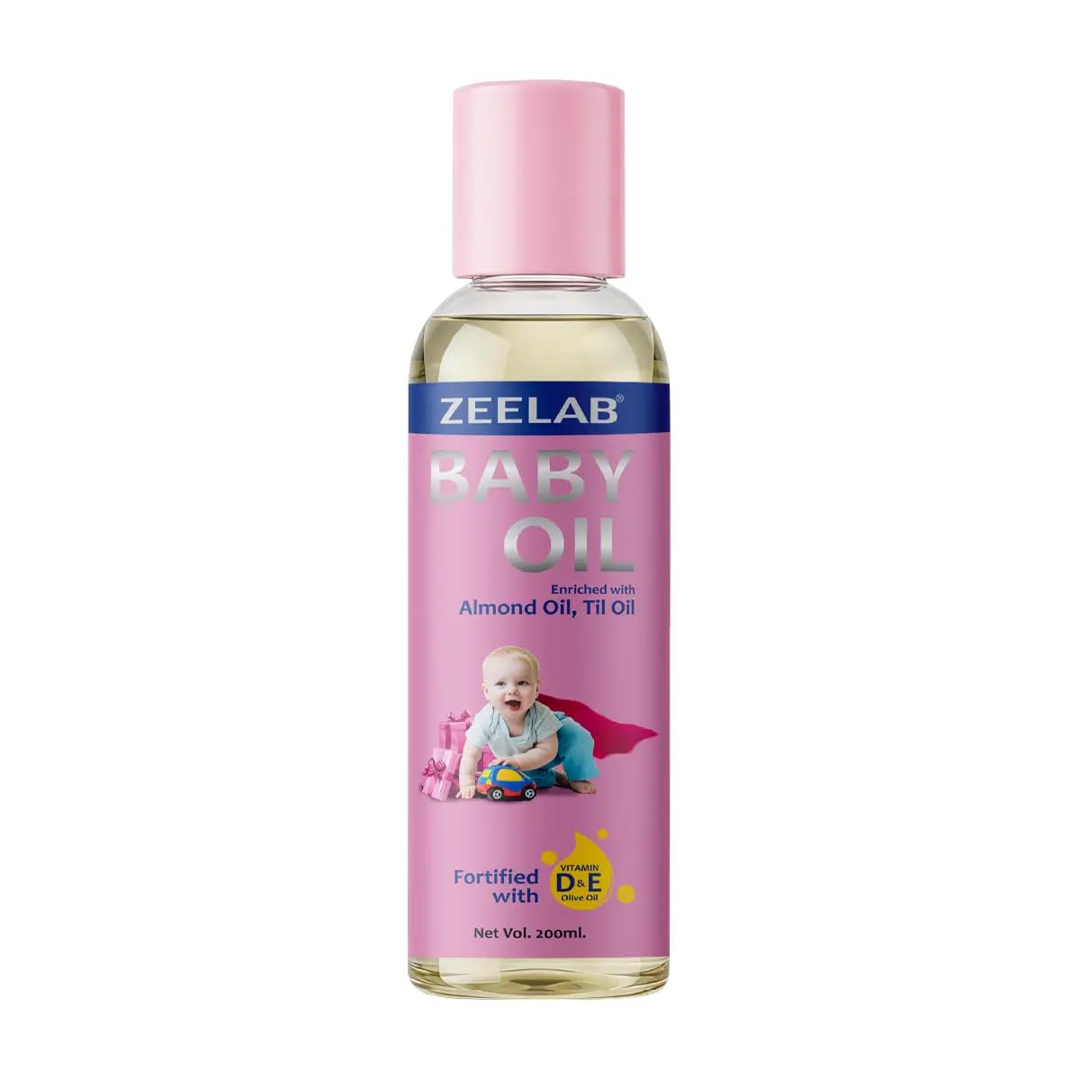 Zeelab Baby Oil 200ml | Gentle Baby Massage Oil for Soft & Moisturised Skin | With Sesame Oil, Olive Oil, Almond Oil, Vitamin E & Vitamin D3 | Daily Baby Skin Care Oil