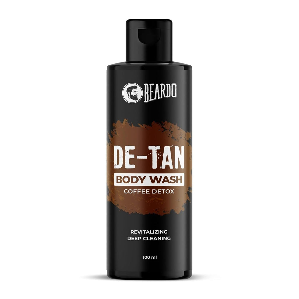 Beardo De-Tan Body Wash for Men, 100ml | Tan Removal and Caffeine Body Wash | Detan With Coffee & Aloe Extracts | For Body & Face | Refreshing Fragrance