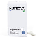 Nutrova Magnesium+D3 | With Magnesium Bisglycinate & Vitamin D3 | Supports Better Sleep, Mood, Energy & Muscle Recovery | High Absorption Formula | Gentle on Stomach | 60 Veg Tablets