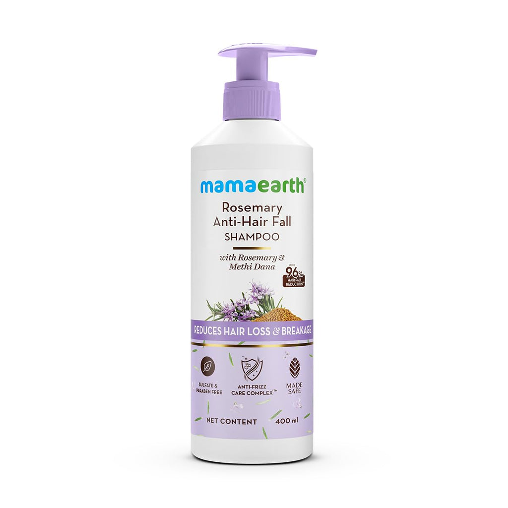 Mamaearth Rosemary Anti-Hair Fall Shampoo With Rosemary & Methi Dana | For Reducing Hair Loss & Breakage | Up To 94% Stronger Hair* | Up To 93% Less Hair Fall | For Men & Women | 400 ml