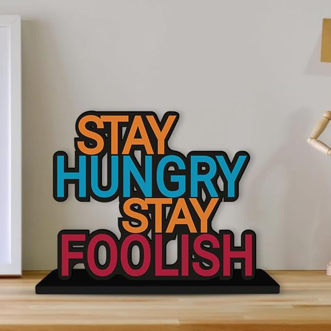 Artvibes Wooden Idols and Figurine Stay Hungry Stay Foolish Inspirational Quotes Table Decor for Office Desk