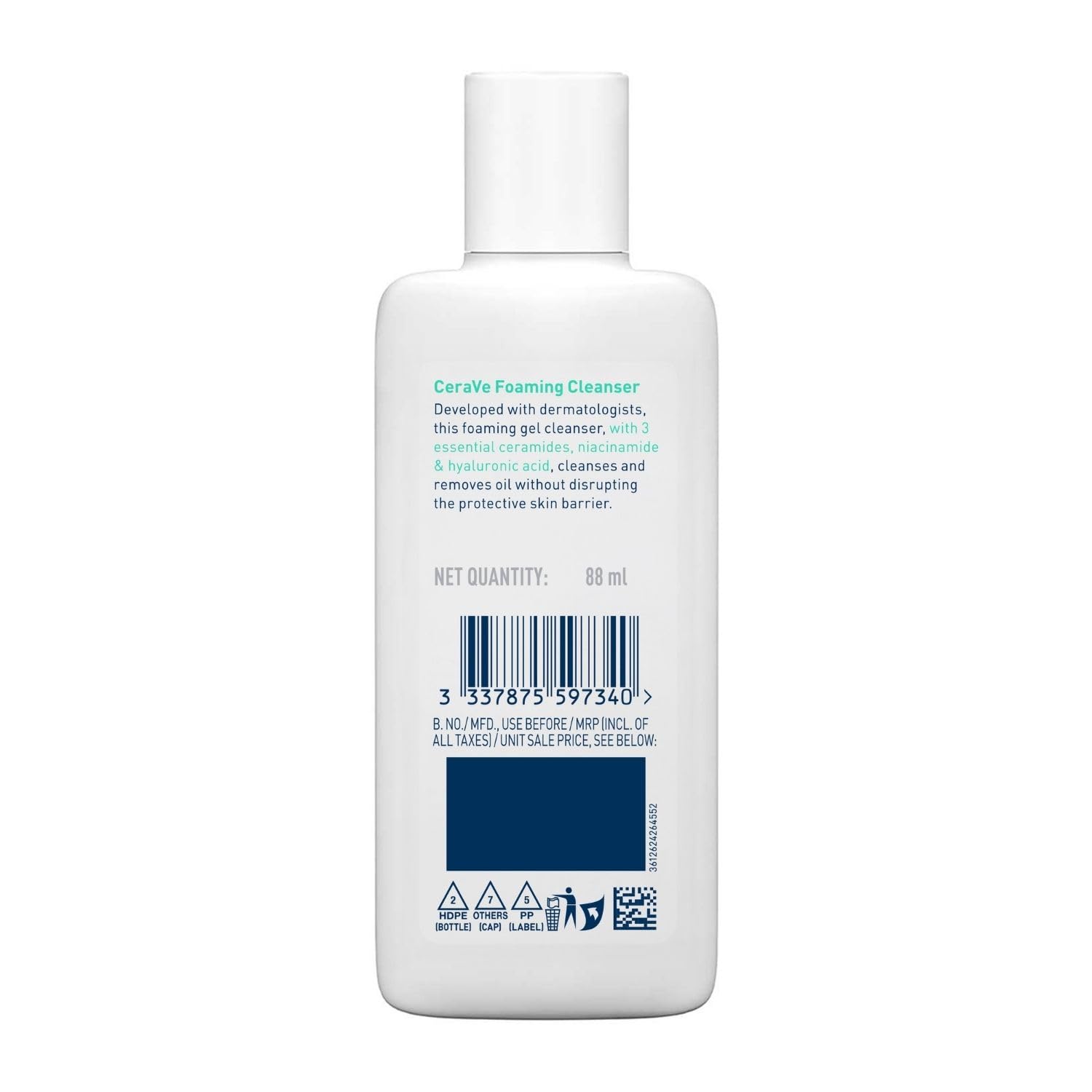 CeraVe Foaming Cleanser For Normal To Oily Skin (88ml) - Dermatologist-Developed Facewash | Non-Comedogenic And Fragrance-Free Cleansers For Acne-Prone Skin