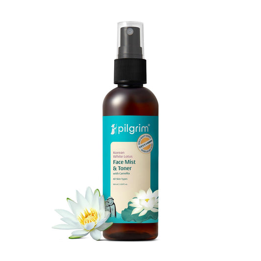 Pilgrim Korean Beauty White Lotus Refreshing Face Mist & Toner | Toner for glowing skin | Alcohol-Free Mist & toner for open pores Tightening | Korean skin care products | Women & Men | 100 ml