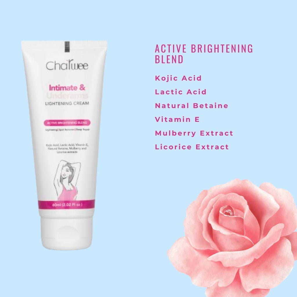 Charwee Intimate & Underarms Lightening Cream - 60ML | With Kojic Acid, Lactic Acid, and Vitamin E | Helps in Correcting Dark Spots & Uneven Skin | Lightened & Rejuvenated Underams