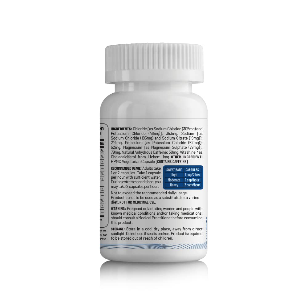 Unived Caffeinated Electrolyte Salt Caps Electrolyte Replacement With Caffeine, 30 Vegan Caps