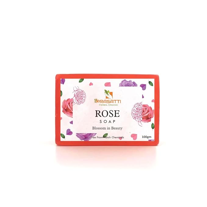 Prasatti Herbal Organic Rose Bathing Soap With Skin Nourishing - 100 Gms | Pack of 2