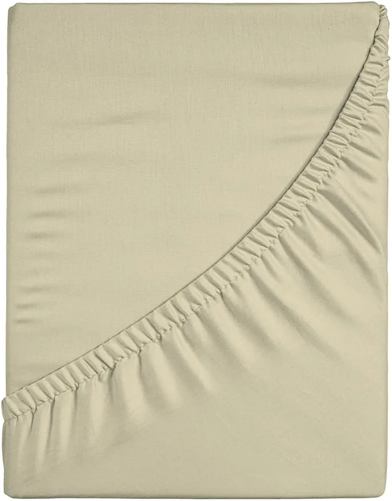 Layers Be Bold Cotton Elastic Fitted King Size Bedsheet for King Size Bed All Season 140 TC Off White