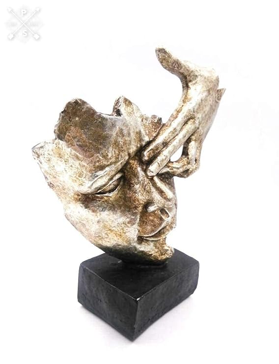Indicast Porcelain Modern Human Faces Statue Table Desk Decor Silver Handcrafted Decorative Showpiece
