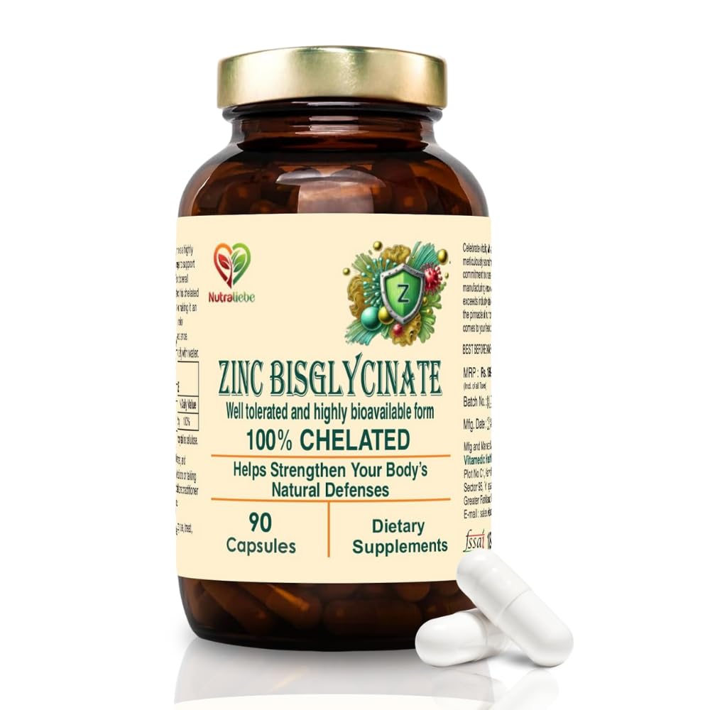 Nutraliebe Zinc Bisglycinate â€“ High Absorption Zinc for Immune Support, Skin Health, and Cellular Function â€“ 90 Capsules