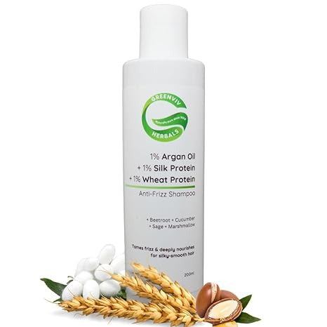 Greenviv 1% Argan Oil + 1% Silk Protein + 1% Wheat Protein Anti-Frizz Shampoo - 200 ml
