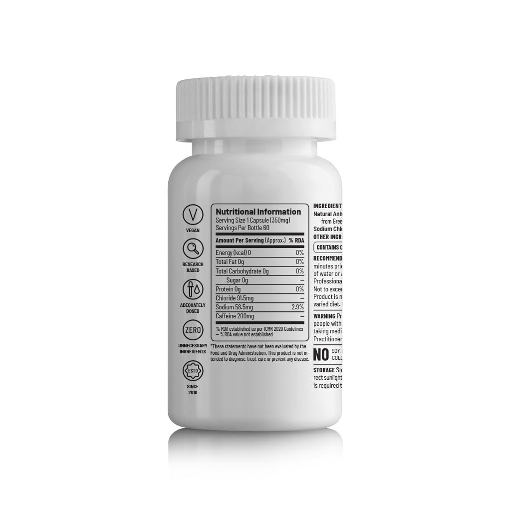 Unived Natural Caffeine Capsules 200mg, for Energy & Alertness, 60 Vegan Capsules