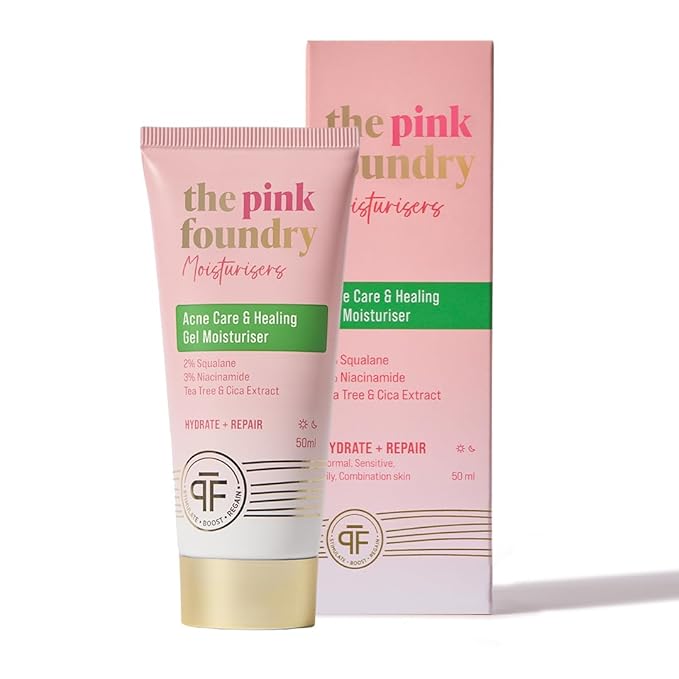 The Pink Foundry Acne Moisturiser | Gel Moisturiser for Normal, Sensitive, Oily, Combination Skin - 50 Ml