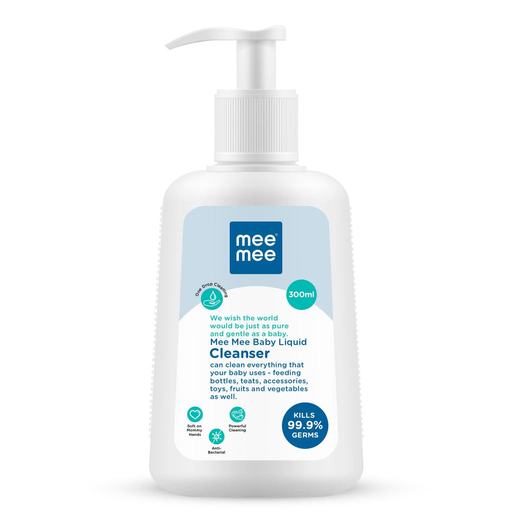 Mee Mee Liquid Cleanser 300 ml | Anti-Bacterial Formula Kills 99.9% Germs | For Bottles, Nipples, Accessories, Toys, Fruits & Vegetables | Alcohol-Free, Dermatologically Tested