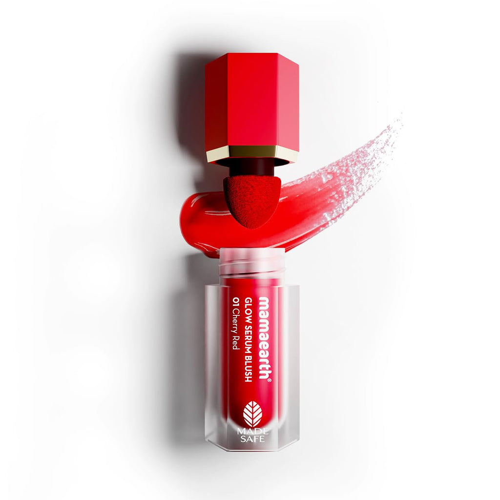 Mamaearth Matte Glow Serum Blush With Vitamin C & Cherry Extract - 5 Ml - Cherry Red | Weightless Serum Formula | Long-Lasting | Blendable, Water-Like Texture