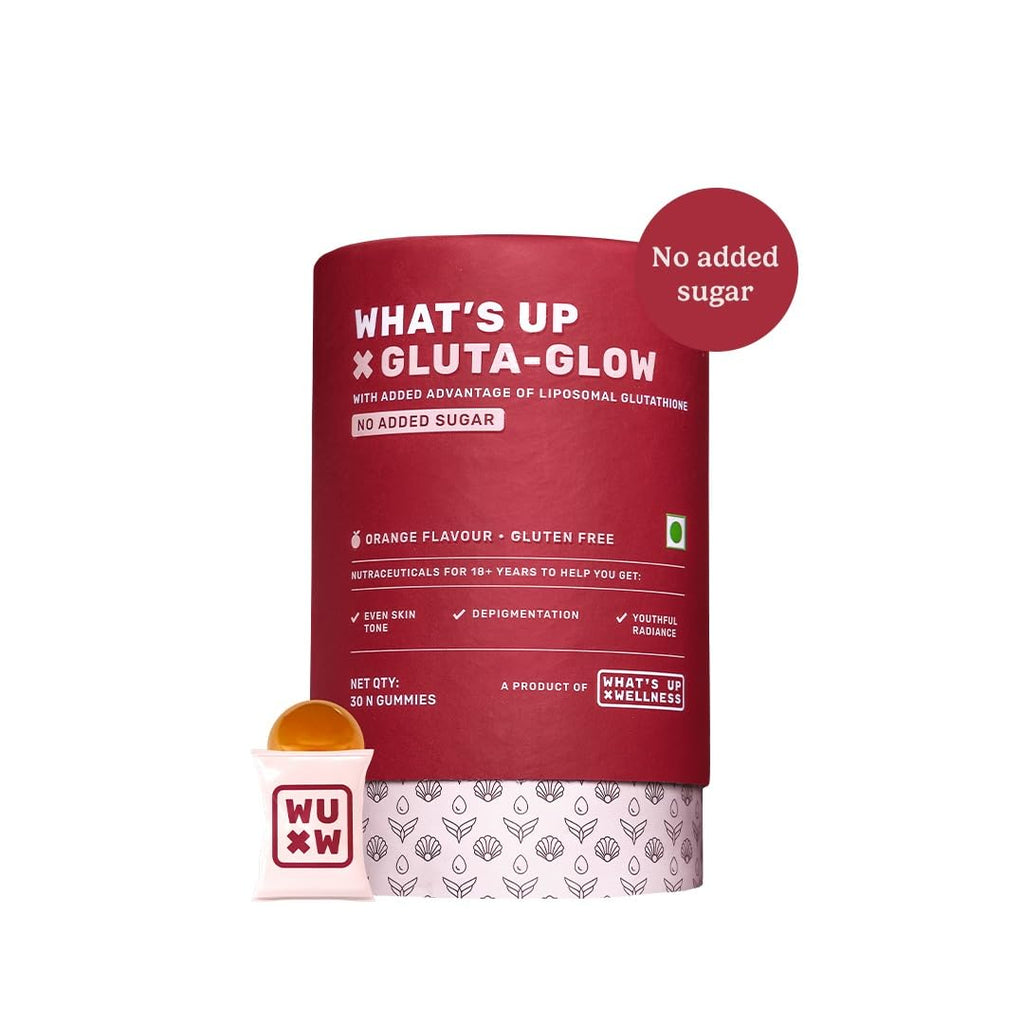 What's Up Wellness Gluta-Glow Gummies | Liposomal Glutathione Supplement with Vitamin C for Radiant Skin Tone | Depigmentation | Detoxification | 30 Days | Men & Women | No Added Sugar