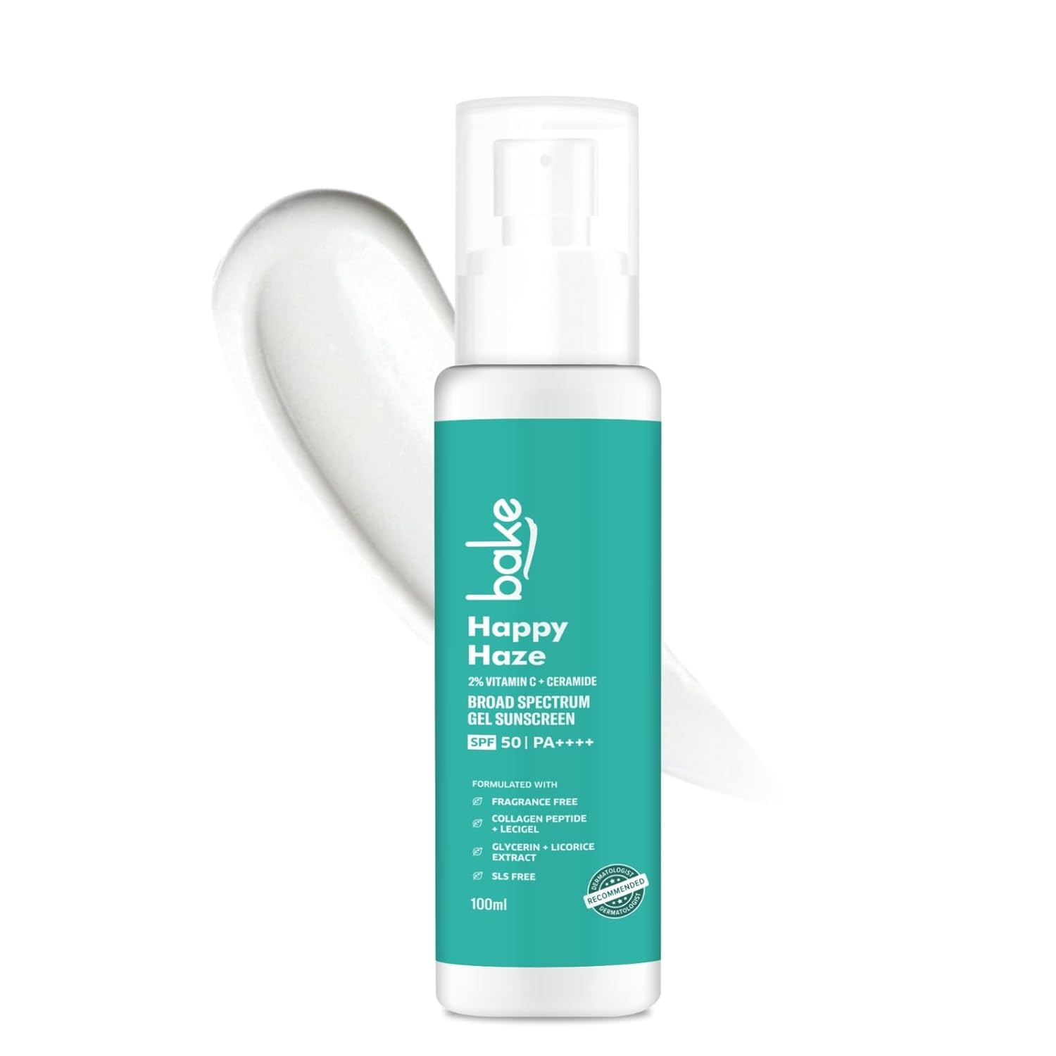 BAKE Happy Haze 100% Mineral Sunscreen SPF 50 PA++++ with 2% Vitamin C, Ceramide | For UV A/B &Blue Light Protection | Lightweight & Non-Greasy Sunscreen | 100ml