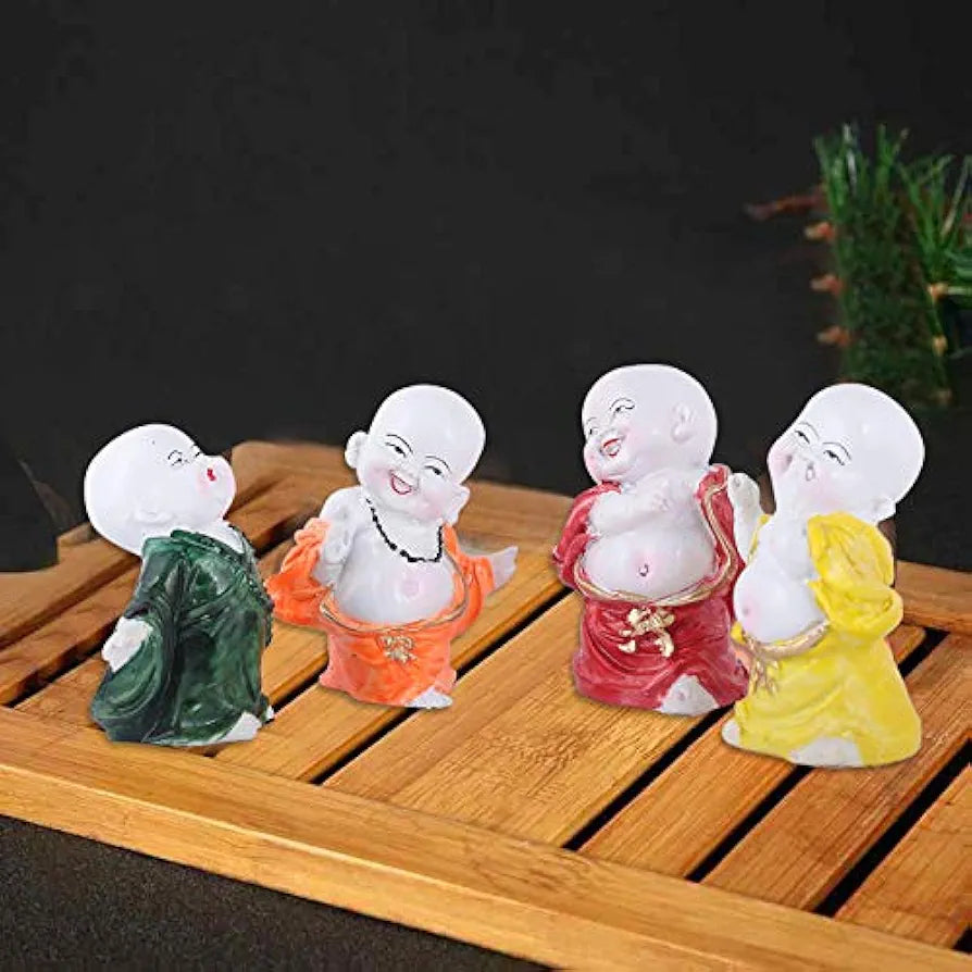 Mariner's Creation Polyresin Baby Laughing Buddha Showpiece Multicolour 4 Pieces