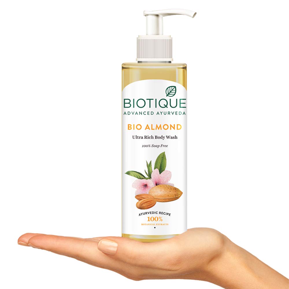 Biotique Almond Oil Ultra Rich Body Wash| Maintains Skinâ€™s Natural pH |100% Botanical Extracts| Soap-Free Body Wash Suitable for All Skin Types | 200mL