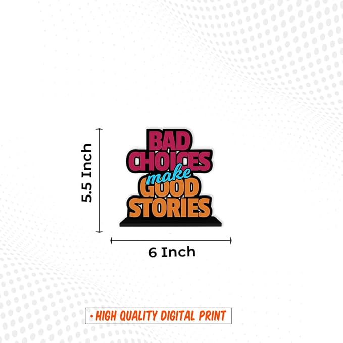 Artvibes Wooden Idols and Figurine Bad Choices Make Good Stories Inspirational Quote Table Decoration for Office Desk