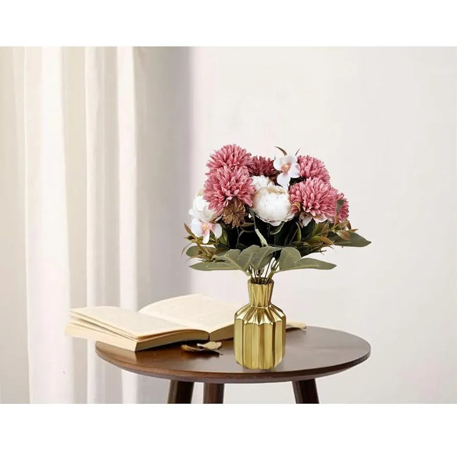 Bunch Artificial Dahlia Peony Flowers Pink