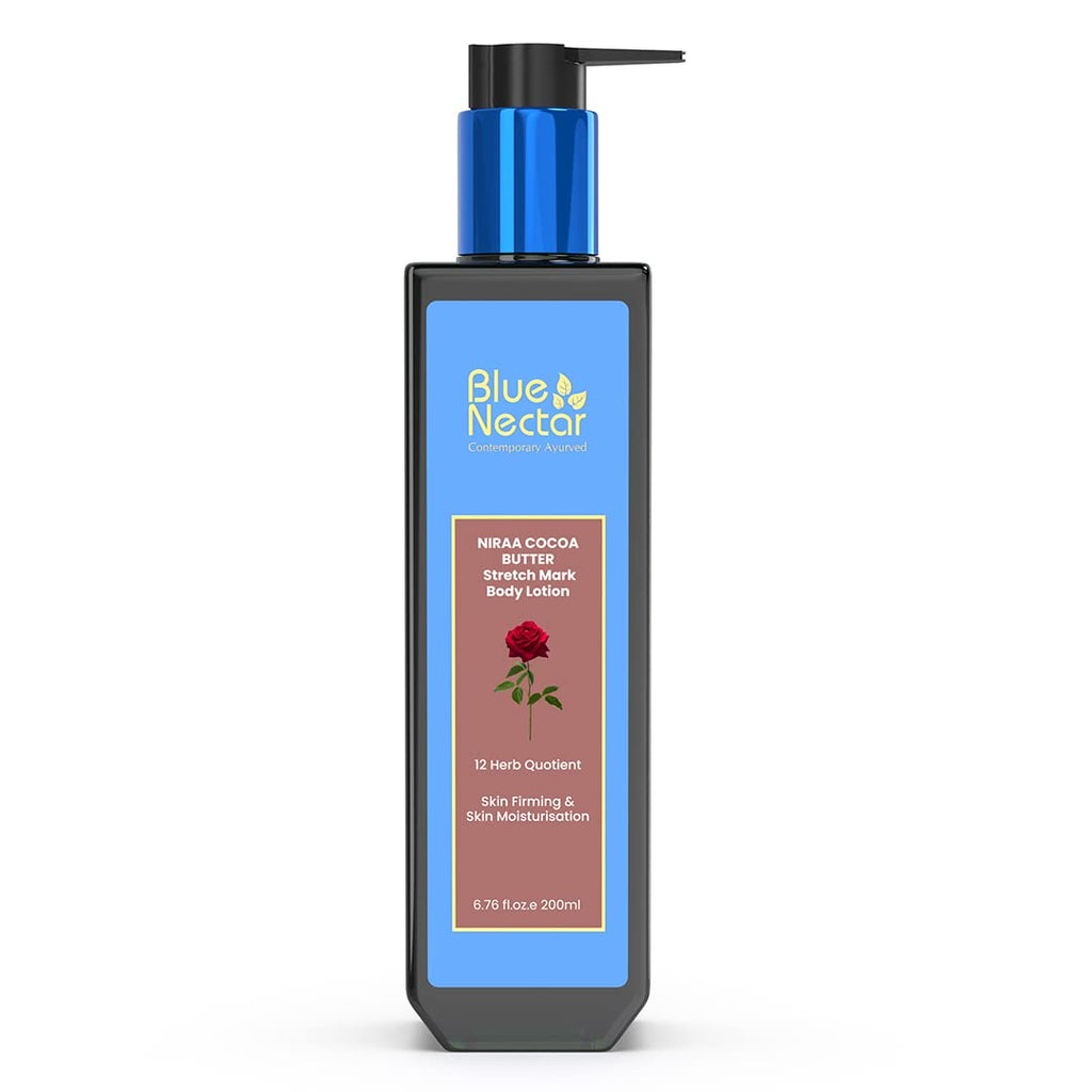 Blue Nectar Stretch Mark Removal Cream | Pregnancy Stretch Marks Cream for Women | Postpartum Moisturizing Body Lotion, with Cocoa Butter, Saffron & Almond (12 Herbs, 200ml)