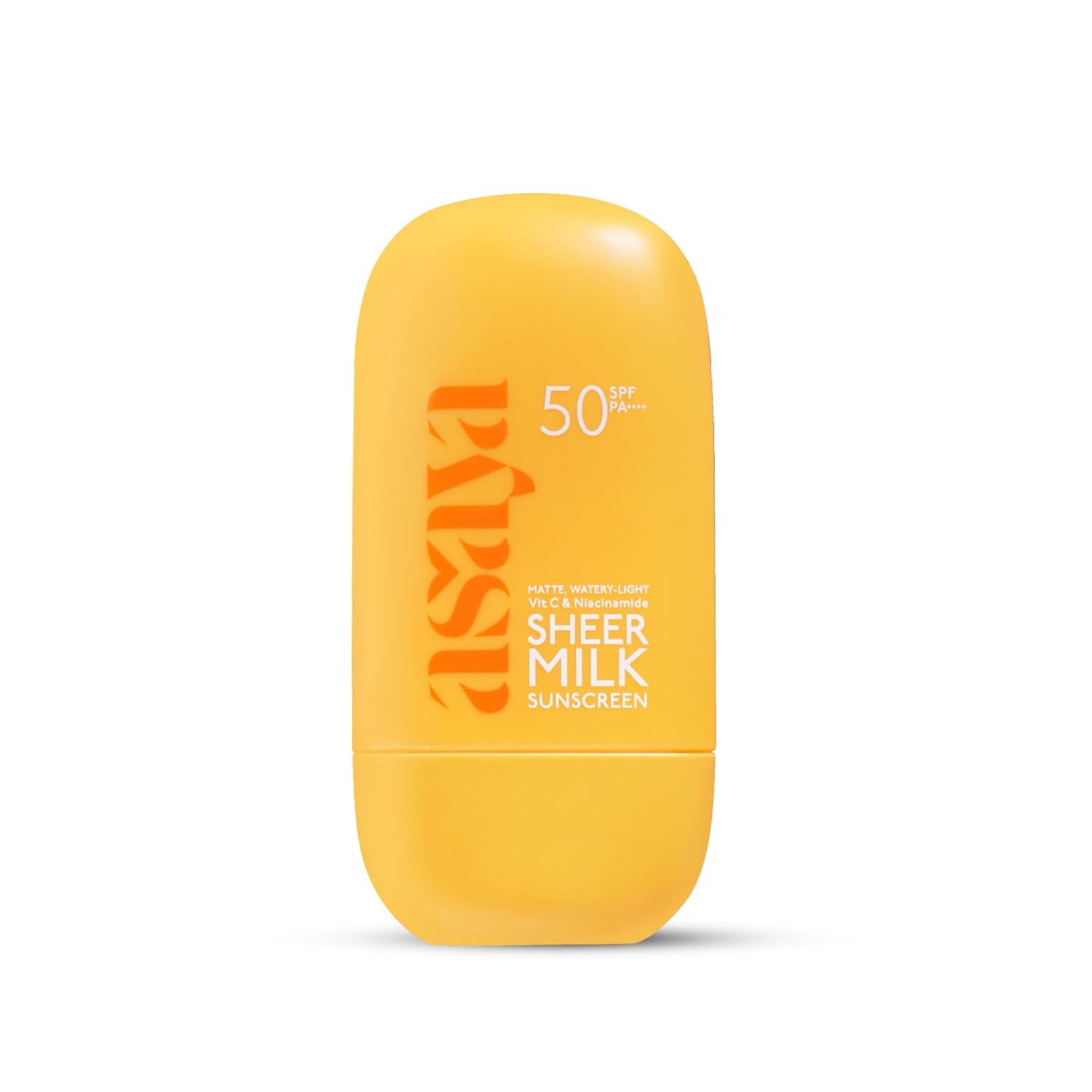 Asaya Sheer Milk Sunscreen SPF 50 PA++++ UVA + UVB | Lightweight Water-Based Fluid Sunscreen with Vitamin C & Niacinamide | Matte & Quick Absorbing | For Acne-Prone, Oily & Combination Skin | 50 ml