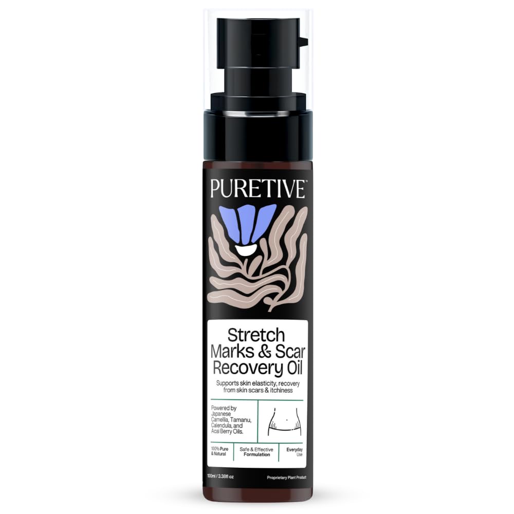 PURETIVE Stretch Marks Scar Recovery Oil | Luxurious Body Oil | Rich in Plant Collagen| Designed for Pregnant & Postpartum Skin | Improve Elasticity | 100ml